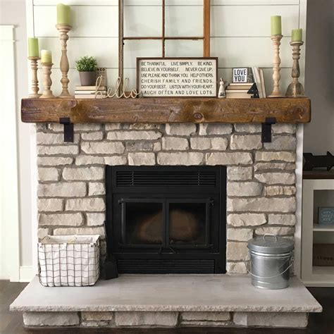 Rustic Mantel with Metal Brackets