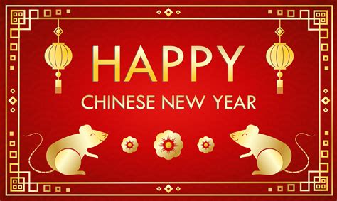 Happy Chinese New Year greeting card template on red background 692306 ...