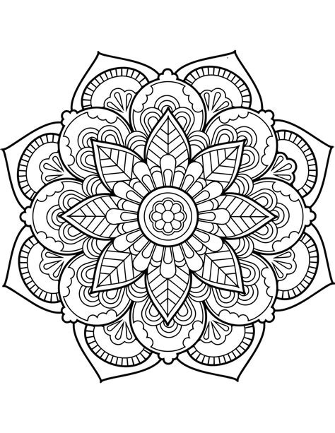 Målarbild Blomma Mandala 1 - Skiv ut gratis på malarbilder.se