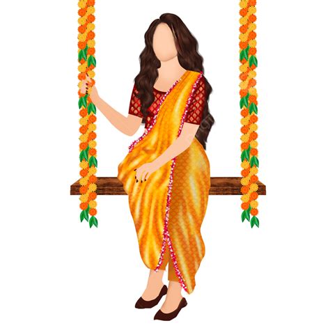 Wedding Yelloe Swing Girl For Haldi Indian Bride Vector Illustration, Haldi, Haldi Bride, Haldi ...