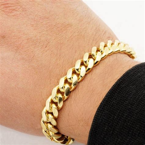 10mm Mens 18k Gold Plated Sterling Silver Heavy Cuban Chain Link ...