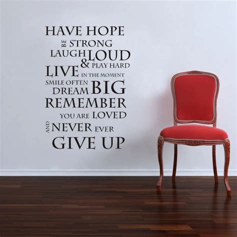 Inspirational Quote Wall Stickers Family Lettering Wall Decals Motivational Wall Quotes Never ...