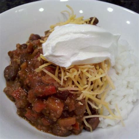 Chili with beans over rice