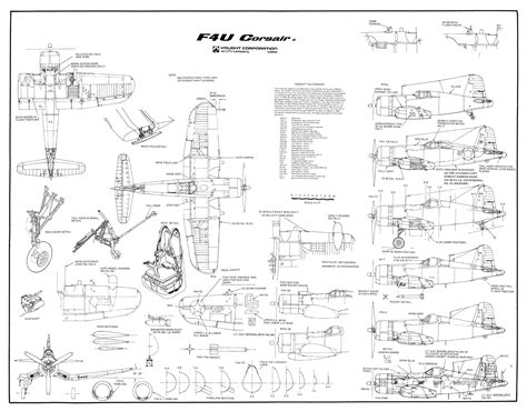 Vought F4U Corsair blueprint | F4u corsair, Blueprints, Model airplanes