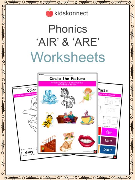 Phonics ‘AIR’ & ‘ARE’ Sound Worksheets & Activities | KidsKonnect