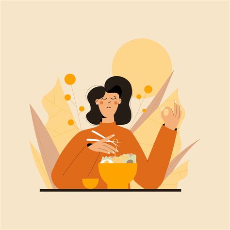 Mindful eating meditation 2597794 Vector Art at Vecteezy