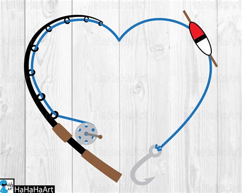 Heart Fishing Rod Clipart / Cutting Files Svg Png Jpg Dxf Digital Graphic Design Instant ...