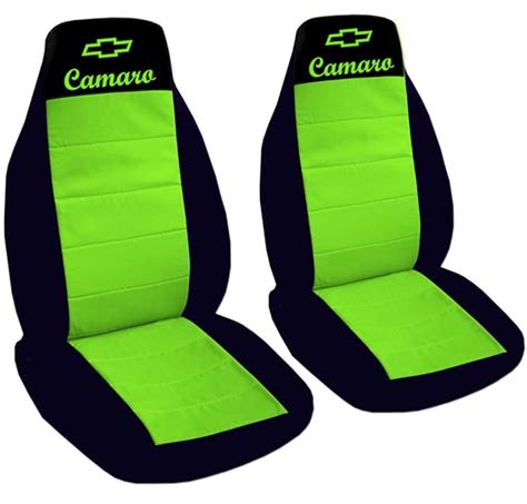 Amazon.com: Front and Rear, Black and Lime Green "Camaro" seat covers ...