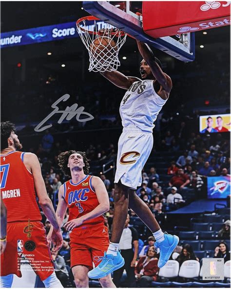 Evan Mobley Cleveland Cavaliers Signed 8x10 Jersey Dunking vs. Thunder ...