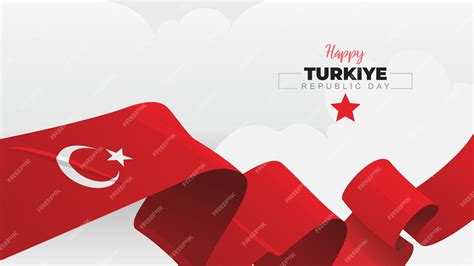 Premium Vector | Turkiye National Day greeting banner with waving national flag on white cloud ...