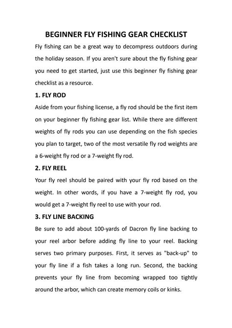 BEGINNER FLY FISHING GEAR CHECKLIST by allenaaww - Issuu