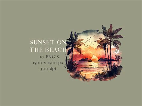 Sunset Scenes on the Beach Clipart Graphic by BaobabCreativeStudio · Creative Fabrica