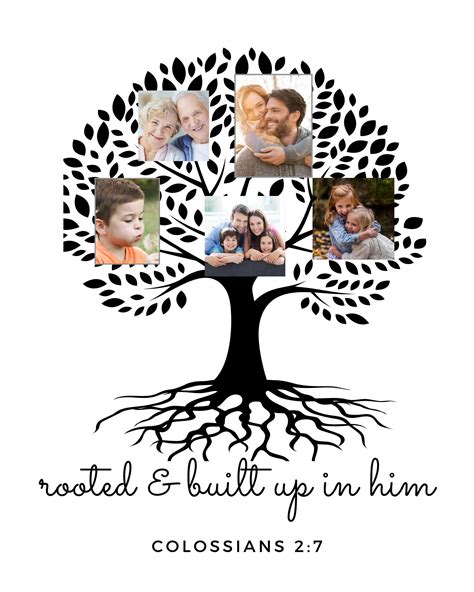 Editable Family Tree Template for Family Photos With Bible Verse/ Wall ...