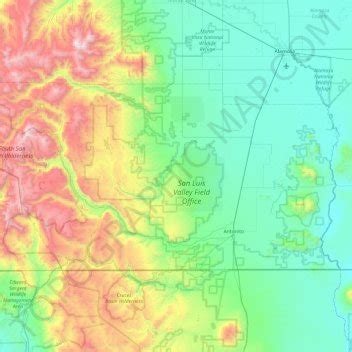 Conejos County topographic map, elevation, relief