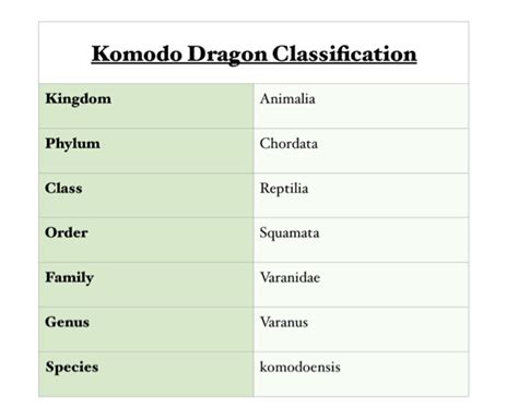 Classification - Komodo Dragon Conservation