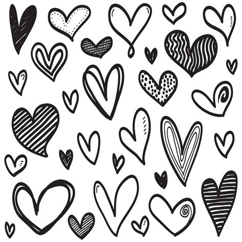 Doodle Hearts, hand drawn love hearts. Vector illustration. 24398059 ...