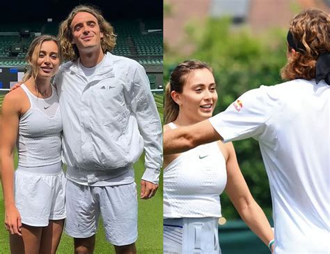 PICTURES. Stefanos Tsitsipas and his girlfriend, Paula Badosa, train together at Wimbledon ...