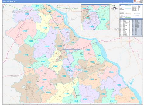 York County, PA Wall Map Color Cast Style by MarketMAPS - MapSales