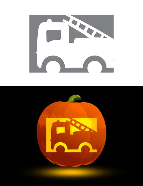 Printable Cartoon Fire Truck Pumpkin Stencil Pumpkin Stencil, Pumpkin Carving, Fire Trucks ...