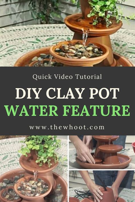 DIY Clay Pot Water Feature Instructions {Video} | The WHOot | Diy water fountain, Diy water ...