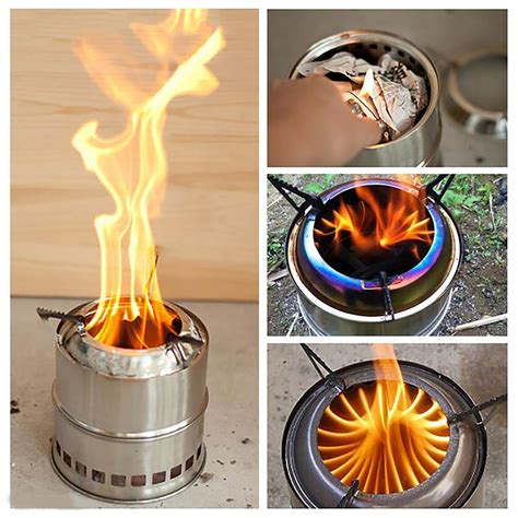 Camping Stove-Wood Burning Backpacking Stove-Stainless Steel Alcohol Wood Camp Stove for Picnic ...