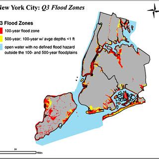 100-Year flood zone in a small area of Staten Island, NY showing ...