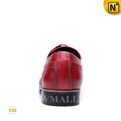 CWMALLS® Men's Red Leather Oxford Shoes CW708206