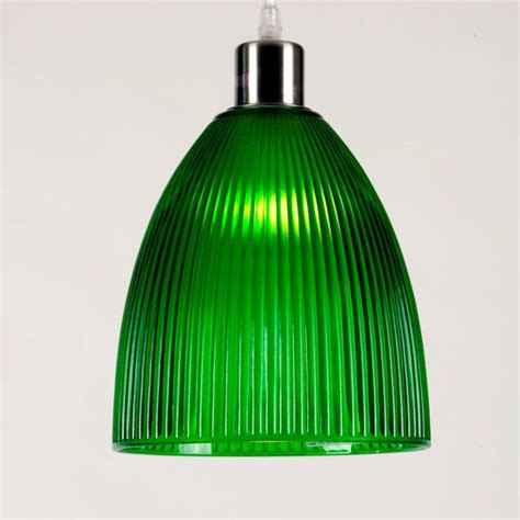 Ceiling Pendant Light Shade, Ribbed Green Glass, Modern Retro Pendant | Glass pendant shades ...