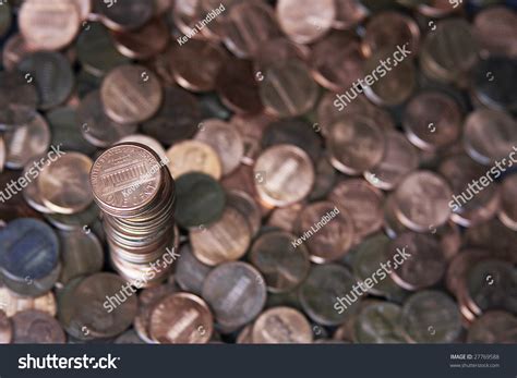 Scattered Pennies One Large Stack Pennies Stock Photo 27769588 - Shutterstock