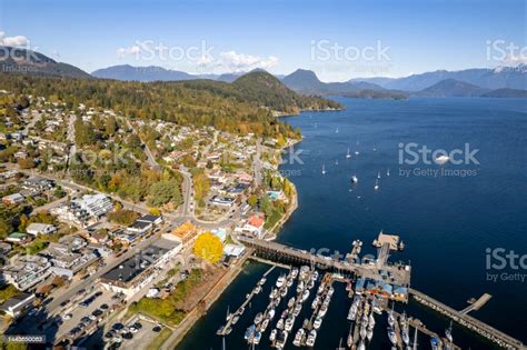 Aerial View Of Gibsons Sunshine Coast Bc Stock Photo - Download Image ...