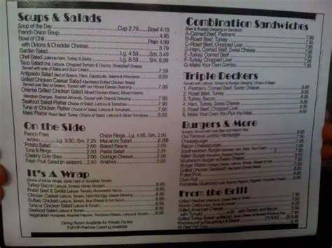 Menu at Stage Deli restaurant, Schenectady