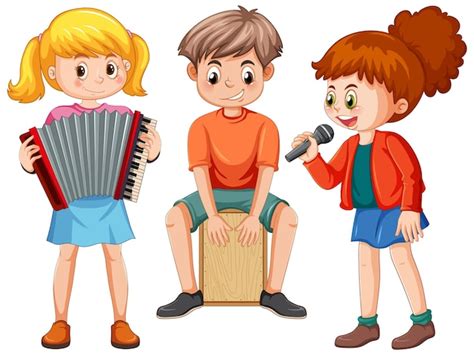 Premium Vector | Kids music band cartoon