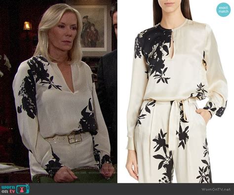 WornOnTV: Brooke’s ivory and black floral blouse on The Bold and the Beautiful | Katherine Kelly ...