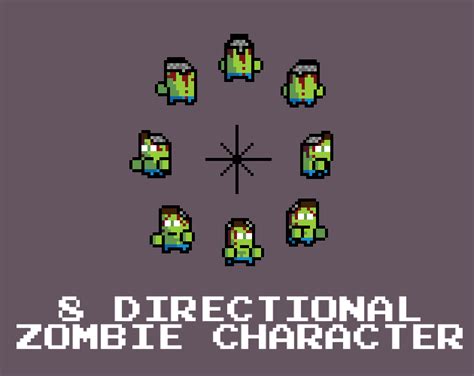 8-Direction Pixel Art Zombie character sprites by Tiki-Ted