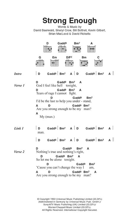 Strong Enough by Sheryl Crow - Guitar Chords/Lyrics - Guitar Instructor