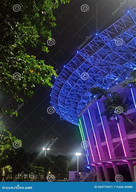 Gelora Bung Karno Stadium Night View Stock Image - Image of stadium ...