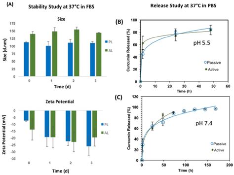 (A) Stability studies are shown for size (top) and zeta potential... | Download Scientific Diagram