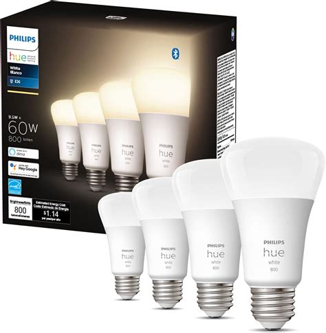 Amazon.com: Philips Hue White 2-Pack A19 LED Smart Bulb, Bluetooth ...