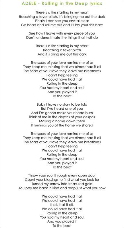 Adele ~ Rolling In The Deep | Adele lyrics, Great song lyrics, Music quotes lyrics