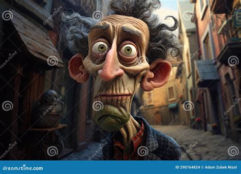 A Cartoon Character in a Street Stock Illustration - Illustration of outdoor, urban: 290764824