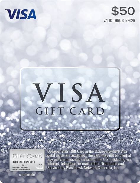 Visa $50 Gift Card (plus $4.95 Purchase Fee) | Visa gift card, Visa gift card balance, Visa ...