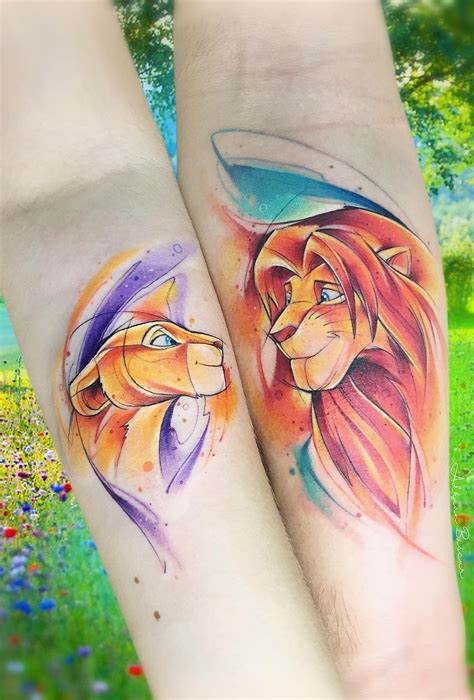 Lion King inspired couple tattoo © tattoo artist Adrian Bascur 💗🙊💗🙊💗🙊💗🙊 ...