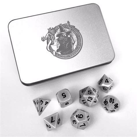 DragonSteel Solid Metal Polyhedral 7 Die D&D Dice Set with Case | Roleplaying game, Solid metal ...