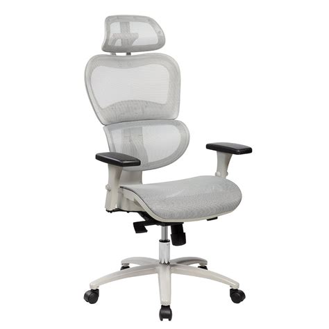 Techni Mobili High Back Mesh Executive Office Chair with Neck Support, Grey