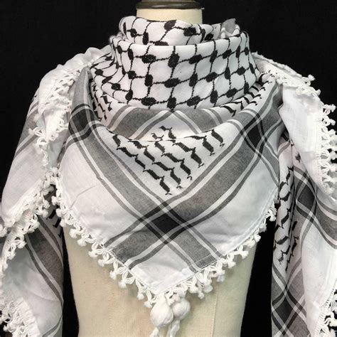 Keffiyeh Palestine Shemagh Scarf Arab Black On White Heavy | Etsy