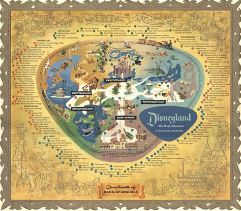 Extremely Rare 1955 DISNEYLAND First Full MAP - The Original Bank of America | Disneyland map ...