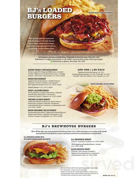 BJ's Restaurant & Brewhouse menu in Concord, North Carolina, USA