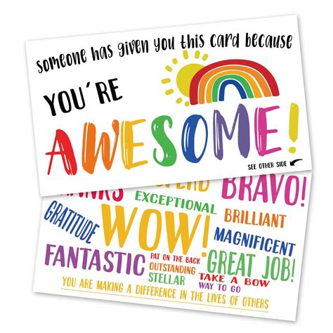 Buy 50 You Are Awesome Postcards (3.5" x 2"), Kudos Appreciation Mini ...