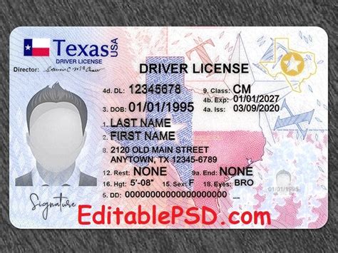 Texas New Driving License PSD Template 2023: | by Editable PSD | Medium