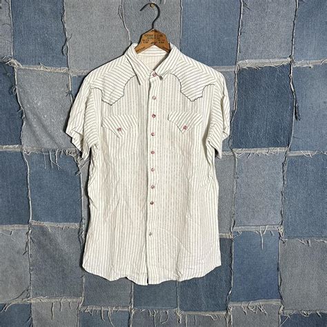 Vintage 1960s Western Pearl Snap Rayon Shirt No... - Depop